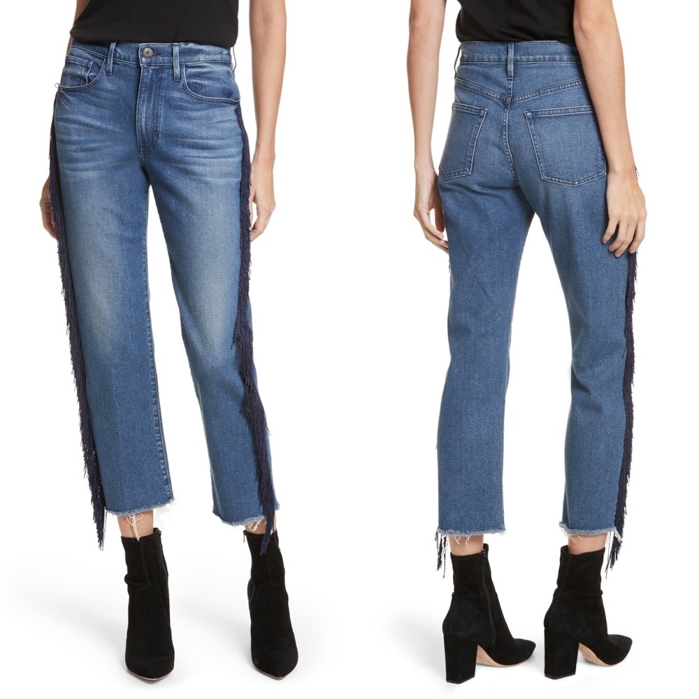 3X1 NYC W3 Higher Ground Spanish Fringe Crop Jeans